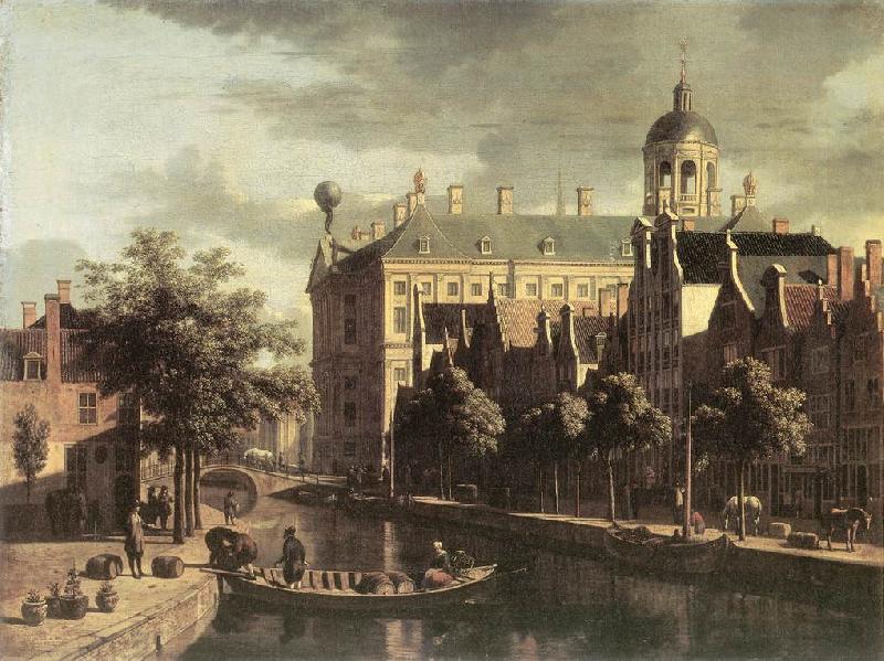 BERCKHEYDE, Gerrit Adriaensz. Amsterdam, the Nieuwezijds near the Bloemmarkt oil painting image